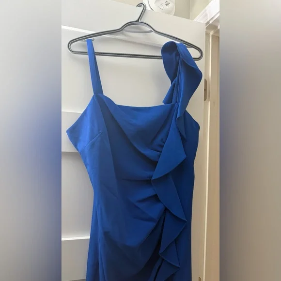 Guess Asymmetrical Blue Ruffle Dress - Picture 2 of 4